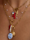 18K Gold Multi-Charm Detachable Pendant Necklace – Waterproof Stainless Steel