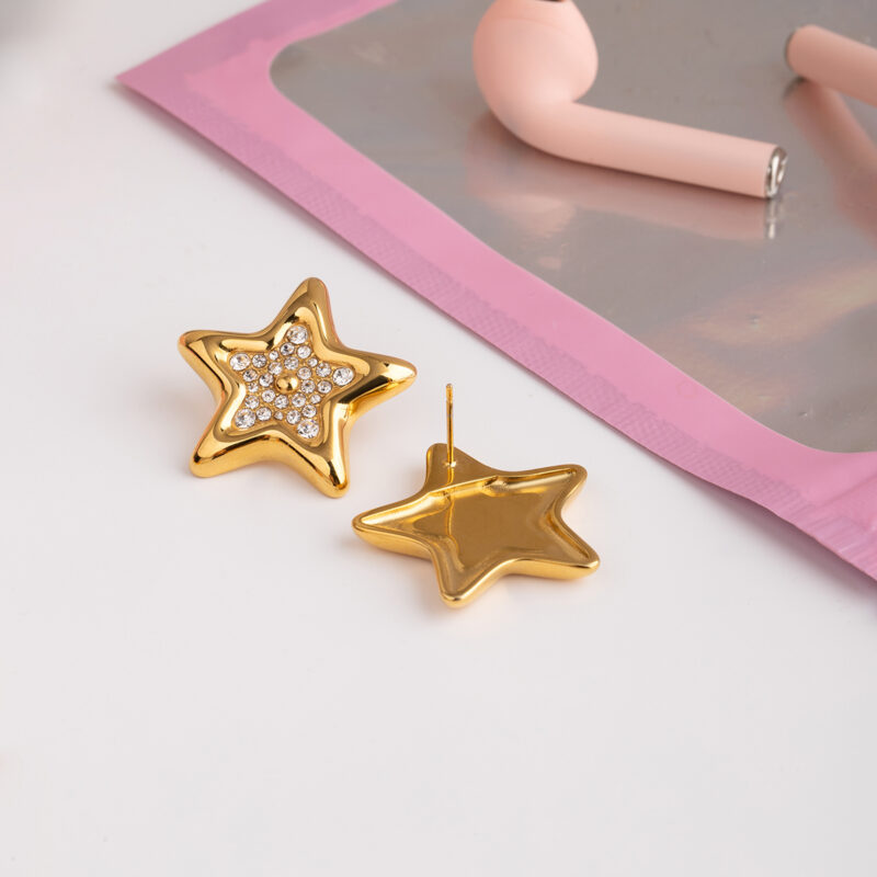18K Gold-Plated Star Earrings for Women – Waterproof Stainless Steel Studs - Image 7