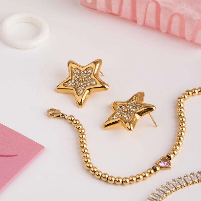 18K Gold-Plated Star Earrings for Women – Waterproof Stainless Steel Studs - Image 6