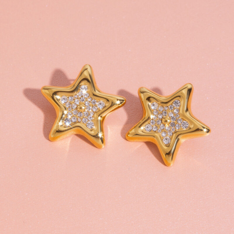 18K Gold-Plated Star Earrings for Women – Waterproof Stainless Steel Studs - Image 5