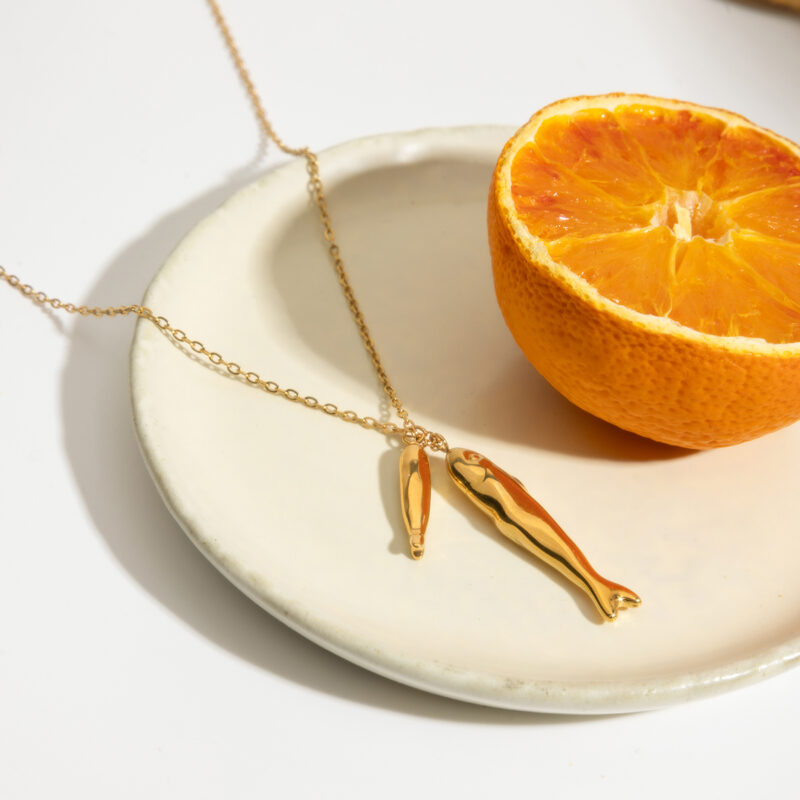 18K Gold Plated Stainless Steel Fish Pendant Necklace - Image 6