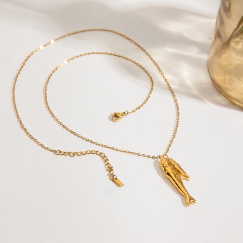 18K Gold Plated Stainless Steel Fish Pendant Necklace - Image 7