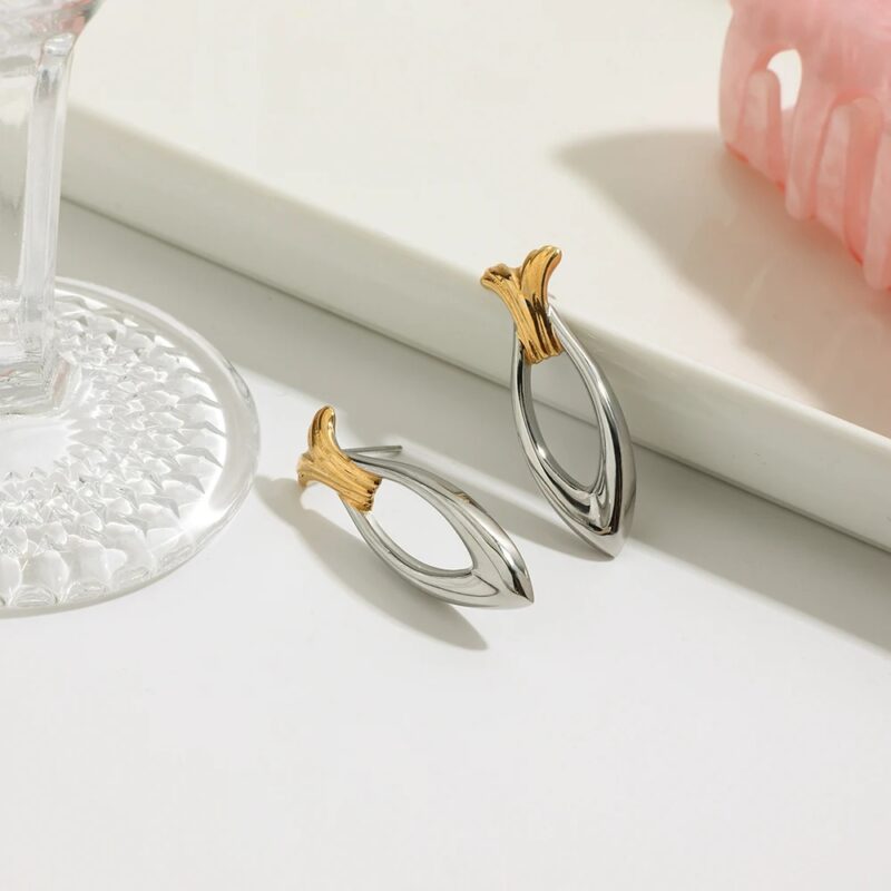 18K Gold-Plated Stainless Steel Fish Earrings - Image 5