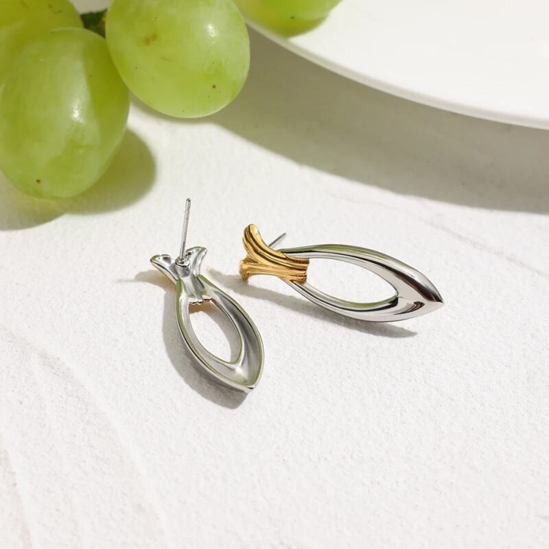 18K Gold-Plated Stainless Steel Fish Earrings - Image 4