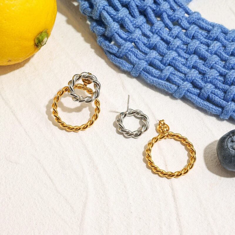 Double Twist Detachable Stud Earrings - Image 4