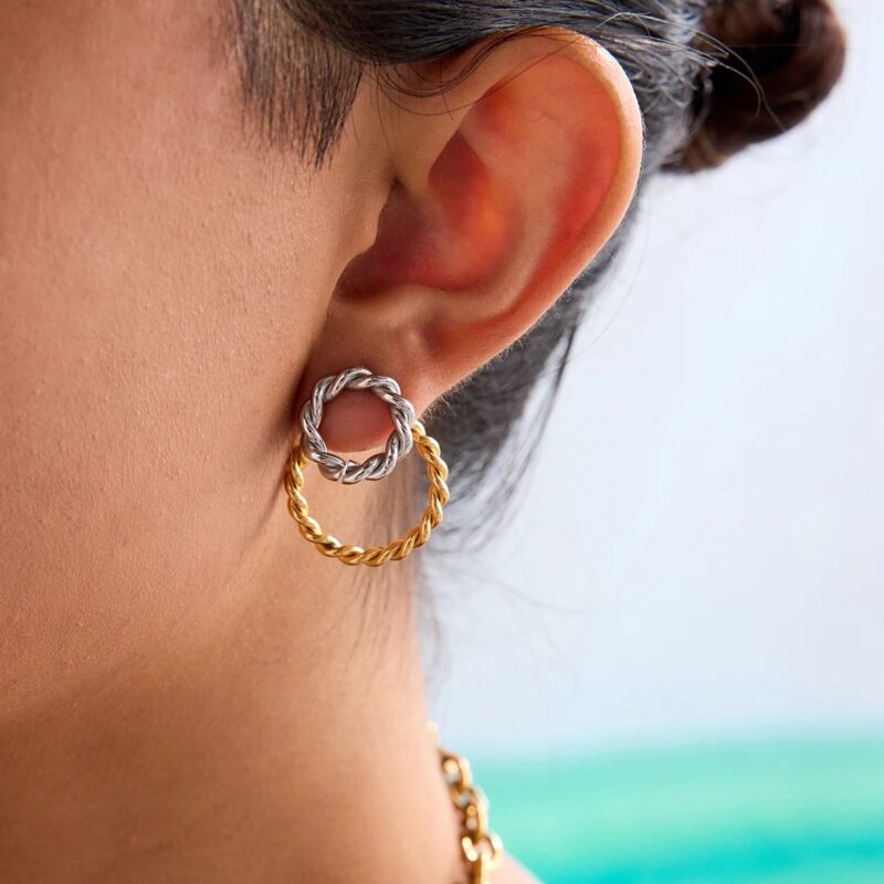 Double Twist Detachable Stud Earrings - Image 2