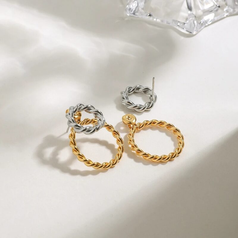 Double Twist Detachable Stud Earrings - Image 5