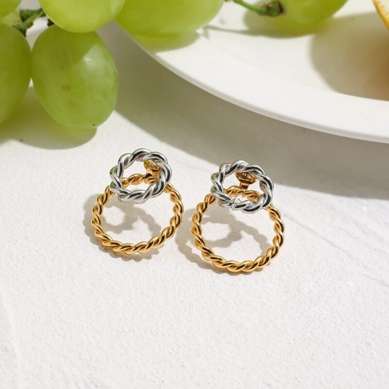 Double Twist Detachable Stud Earrings - Image 6