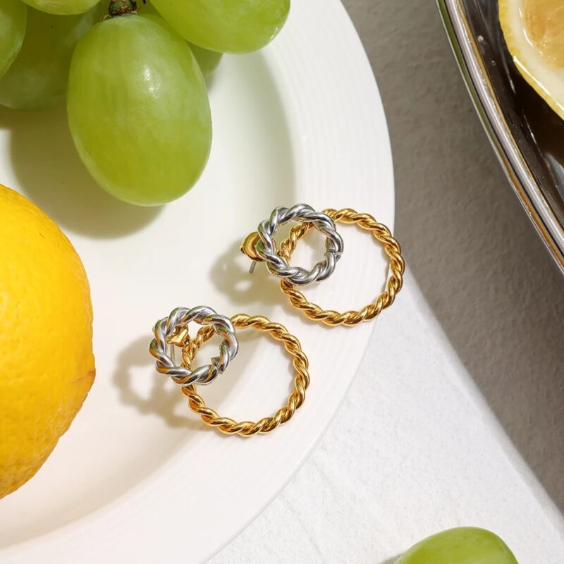 Double Twist Detachable Stud Earrings - Image 3