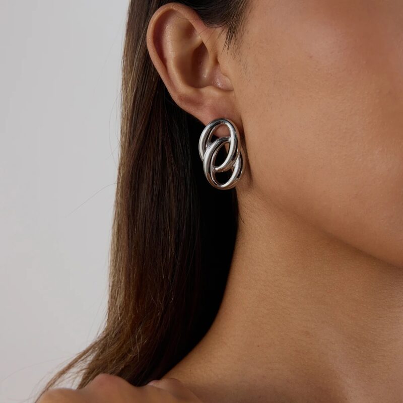 Minimalist Geometric O-Shaped Gold Stainless Steel Stud Earrings for Women - Image 4