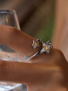 Women's 18K Gold Shooting Star Open Ring with Rhinestone Inlay