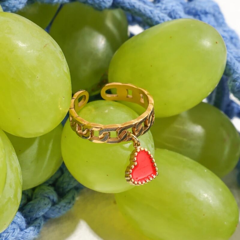 18K Gold-Plated Stainless Steel Heart & Palm Open Ring for Women - Image 5