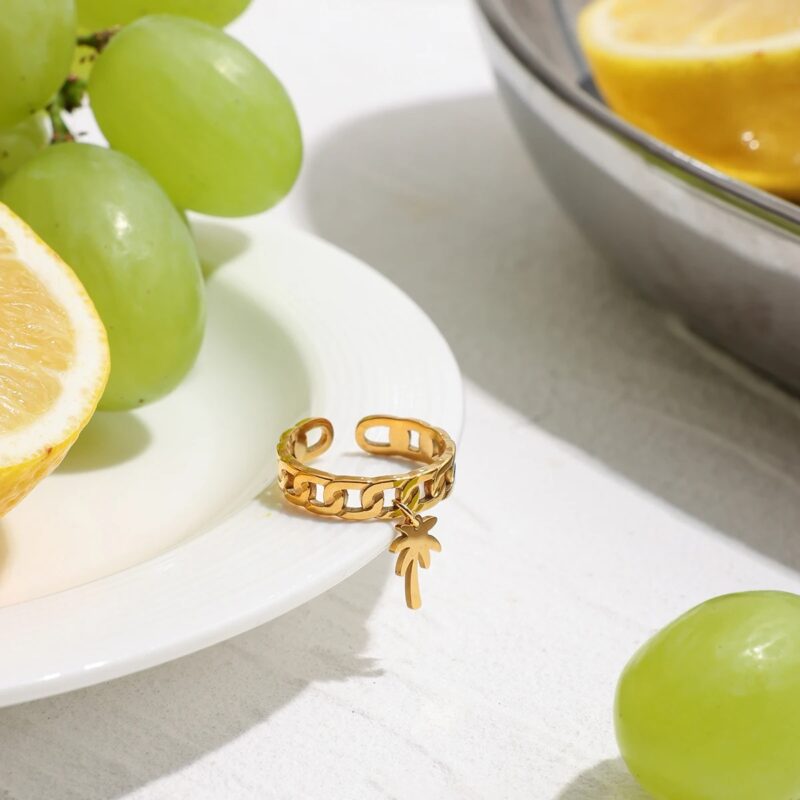 18K Gold-Plated Stainless Steel Heart & Palm Open Ring for Women - Image 7