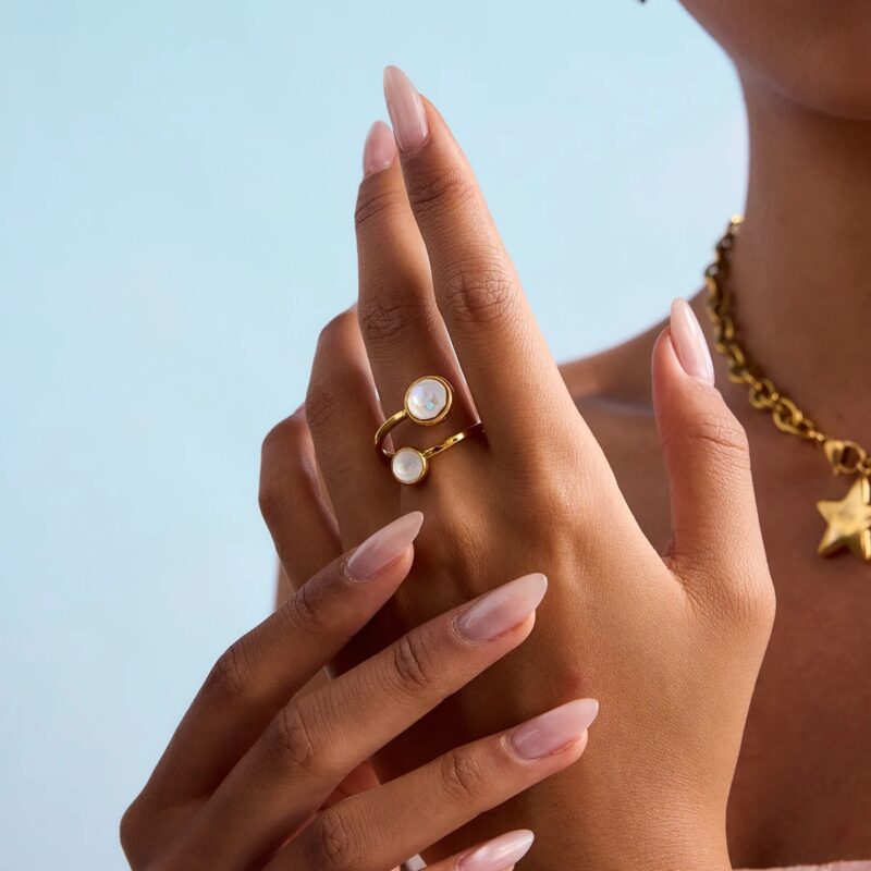 Minimalist 18K Gold Plated Zircon Open Ring - Image 4