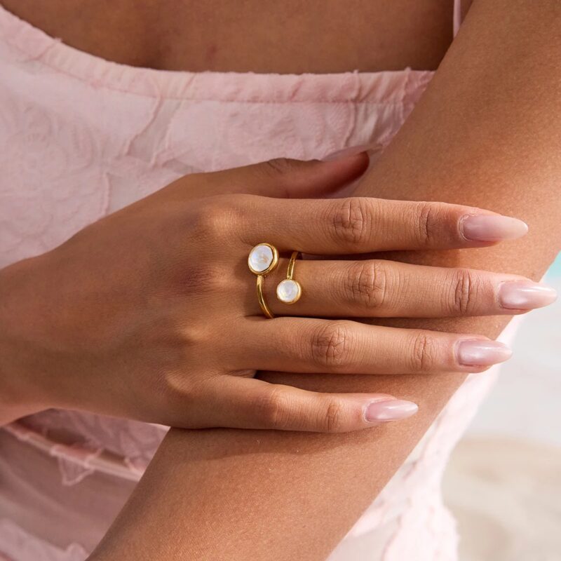 Minimalist 18K Gold Plated Zircon Open Ring - Image 2