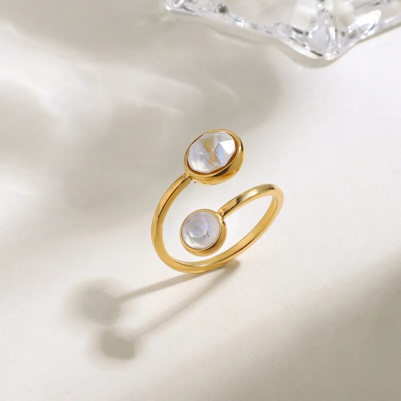 Minimalist 18K Gold Plated Zircon Open Ring - Image 3