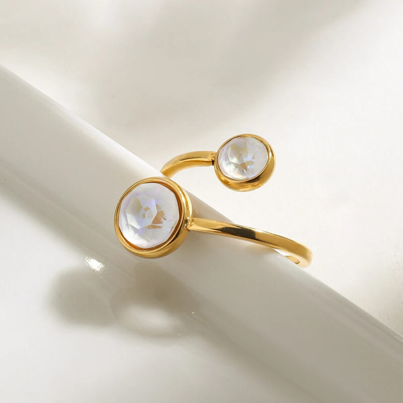 Minimalist 18K Gold Plated Zircon Open Ring - Image 5
