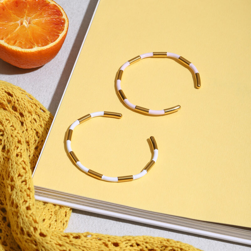 Elegant Gold Bamboo-Style Open Bangle Bracelet - Image 5