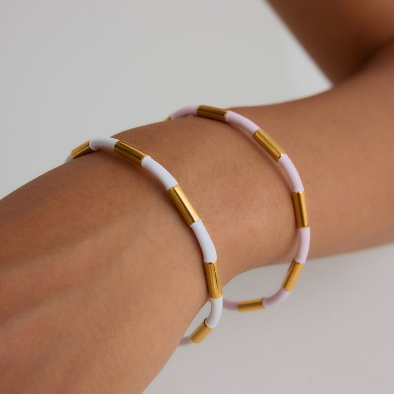 Elegant Gold Bamboo-Style Open Bangle Bracelet - Image 3
