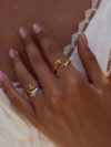 18K Gold Plated Star and Moon Open Ring
