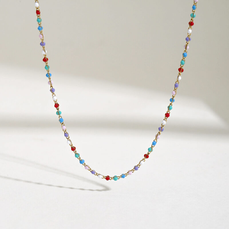 18K Gold-Plated Oil Drop Bead Necklace - Image 4