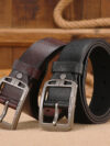 Men's Genuine Leather Cowskin Belt – Classic Vintage Western Casual Strap
