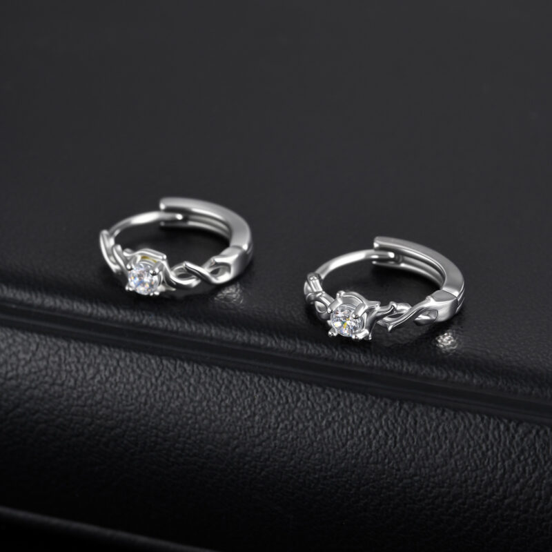 Men’s Stainless Steel Hoop Earrings – Thorn Zircon Hip Hop Style - Image 4