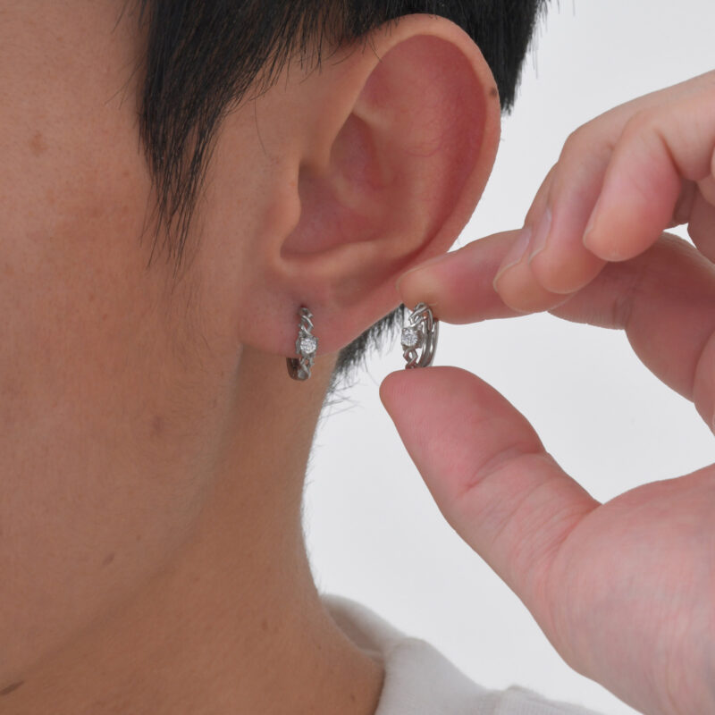 Men’s Stainless Steel Hoop Earrings – Thorn Zircon Hip Hop Style - Image 6