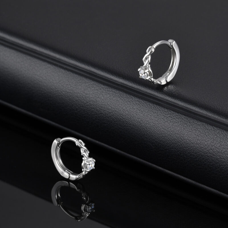 Men’s Stainless Steel Hoop Earrings – Thorn Zircon Hip Hop Style - Image 3