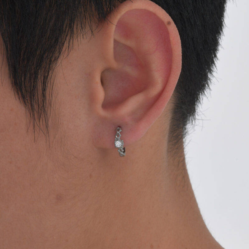 Men’s Stainless Steel Hoop Earrings – Thorn Zircon Hip Hop Style - Image 5