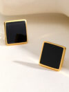 Black Square Stud Earrings for Men and Boys