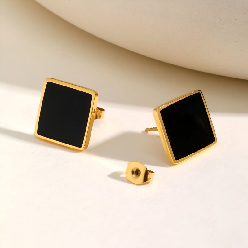 Black Square Stud Earrings for Men and Boys - Image 5