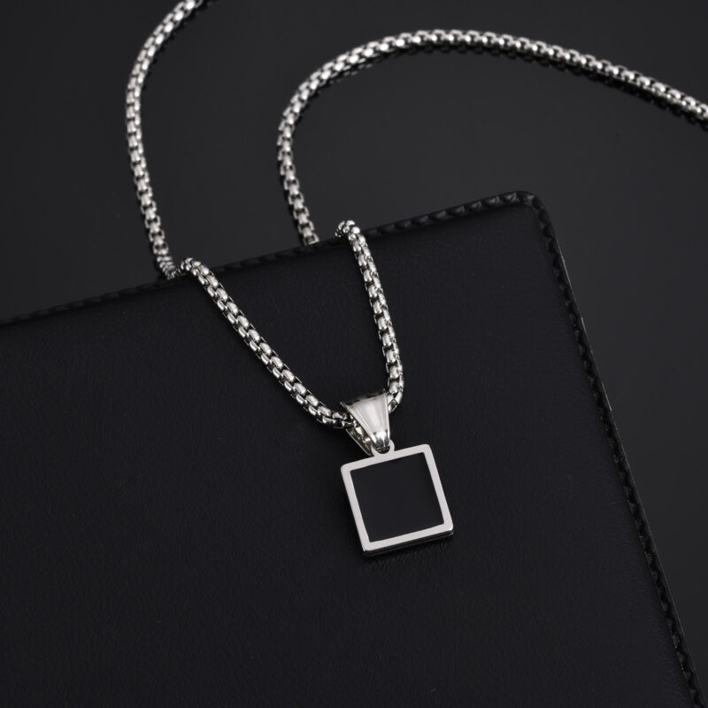 Men’s Black Square Pendant Necklace