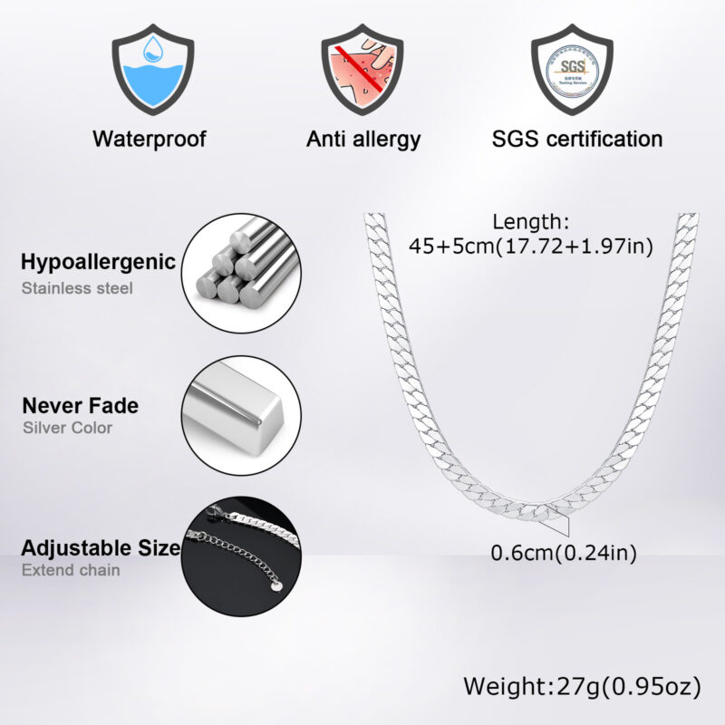 Men’s Flat Cuban Link Chain Bracelet - Image 3