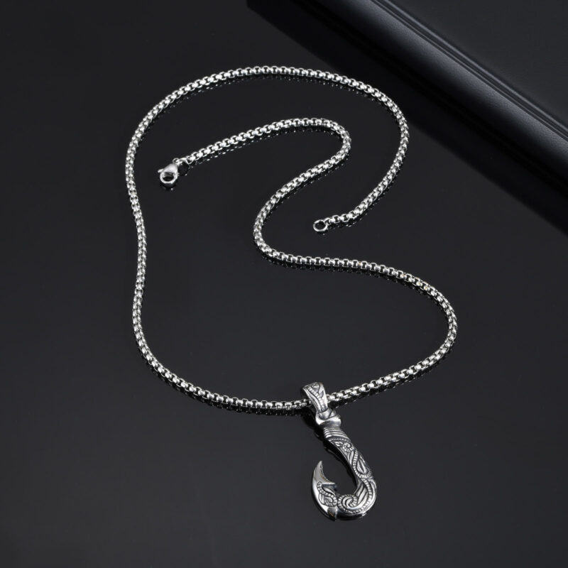 Retro Viking Fish Hook Pendant Necklace for Men - Image 7