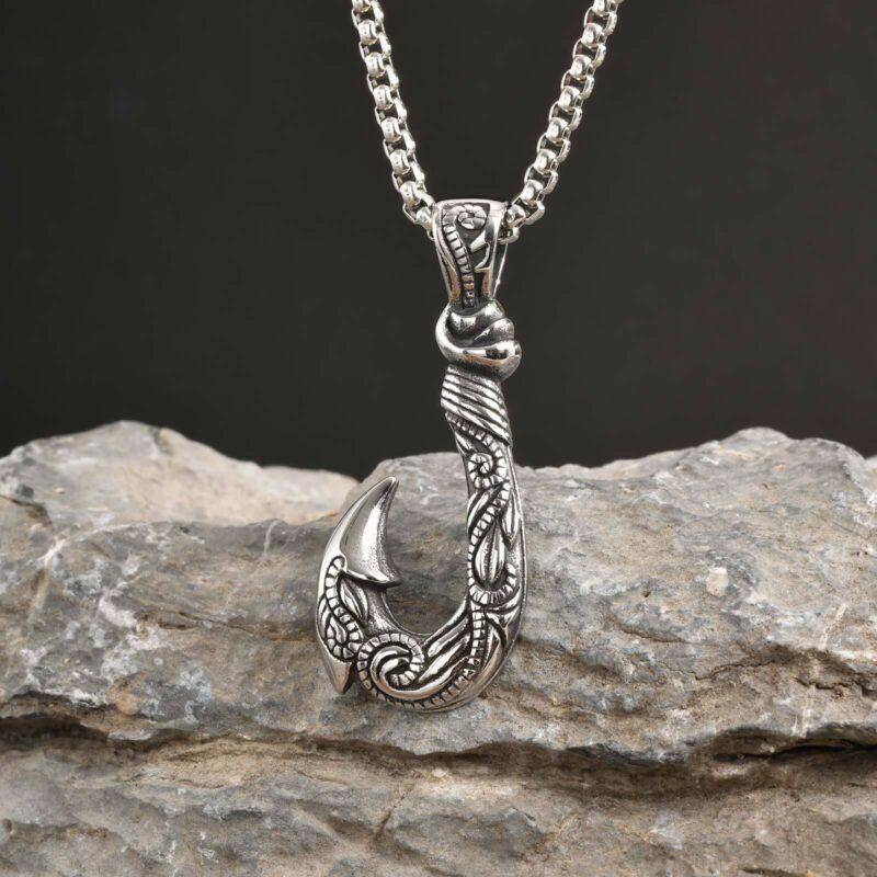 Retro Viking Fish Hook Pendant Necklace for Men - Image 5