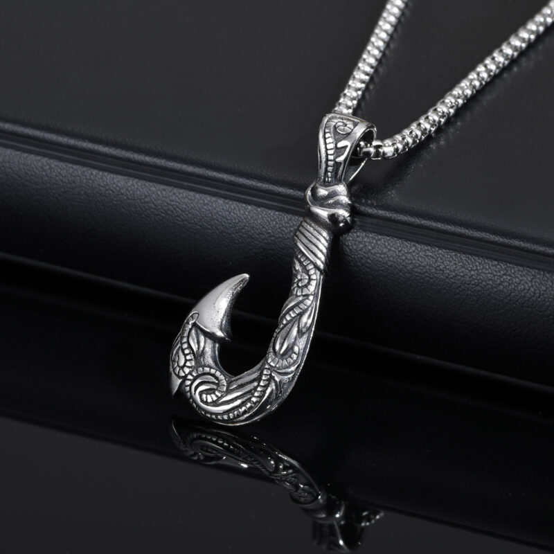 Retro Viking Fish Hook Pendant Necklace for Men - Image 6