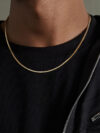 2mm Gold Square Box Chain Necklace for Men & Women