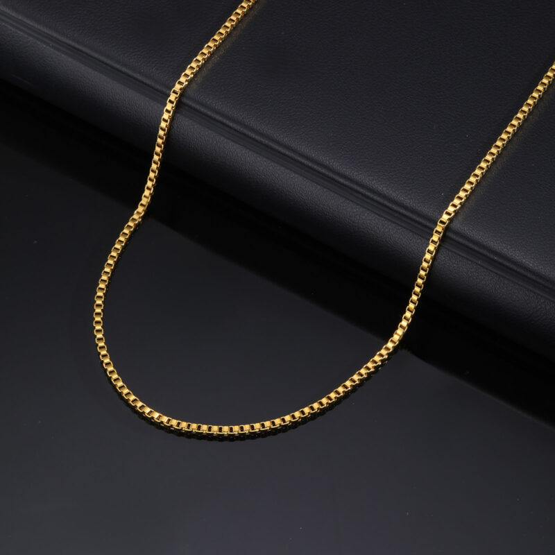 2mm Gold Square Box Chain Necklace for Men & Women - Image 6