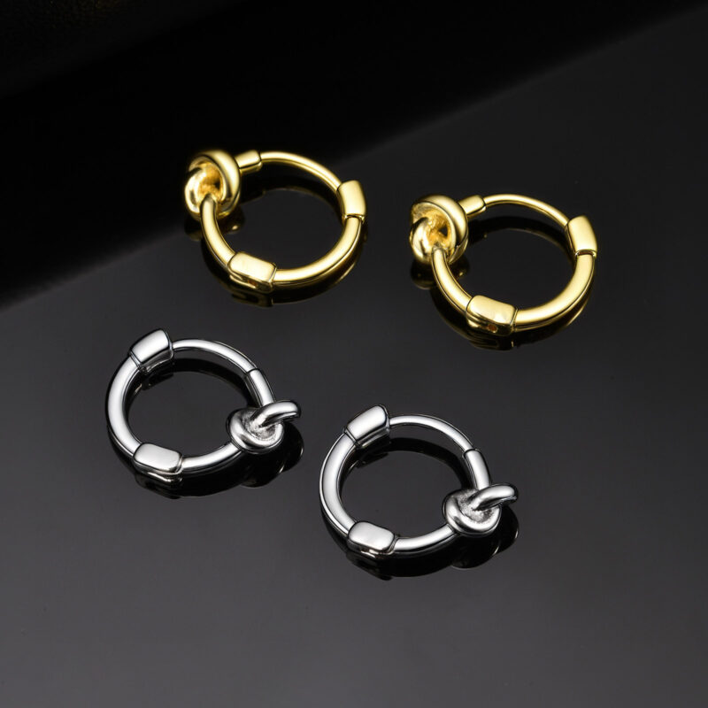 Minimalist Love Knot Hoop Earrings for Men - Image 5