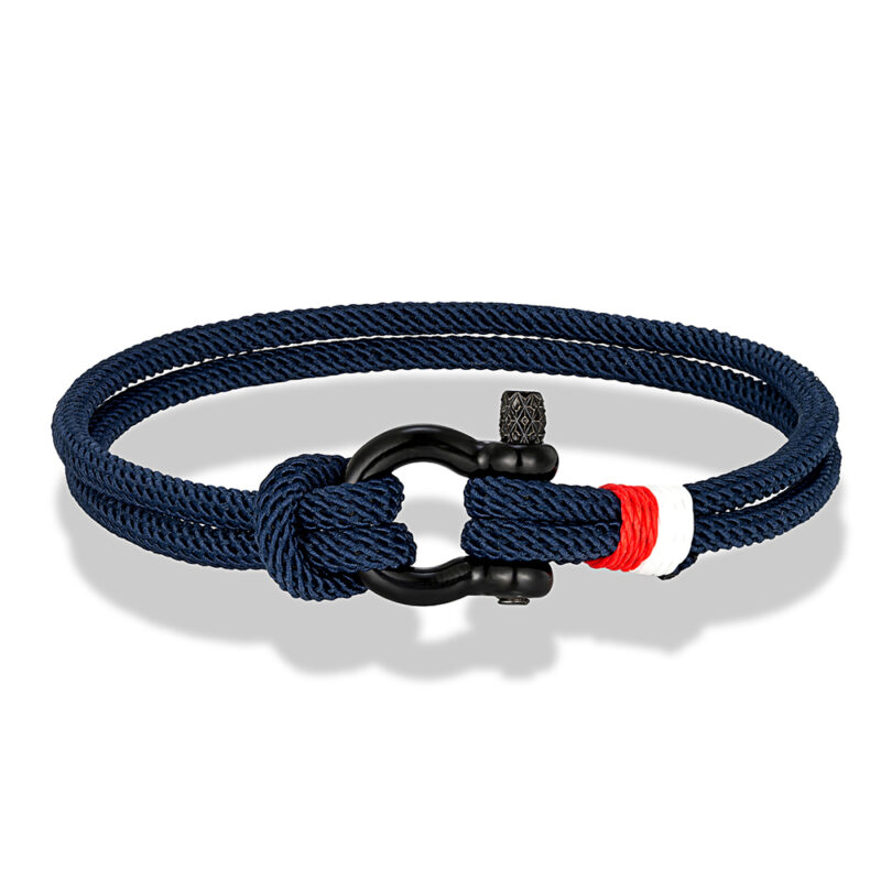 Black Stainless Steel Horseshoe Buckle Rope Bracelet for Men & Women - Image 7