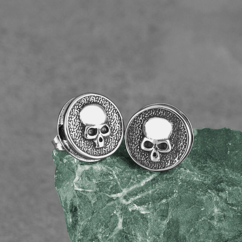 Retro Skull Stud Earrings for Men – Stainless Steel Gothic Punk Jewelry - Image 7