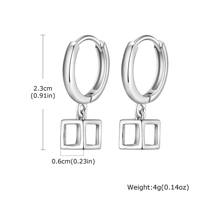 Men's 3D Geometric Square Hoop Earrings – Waterproof Stainless Steel Dangle - Image 7