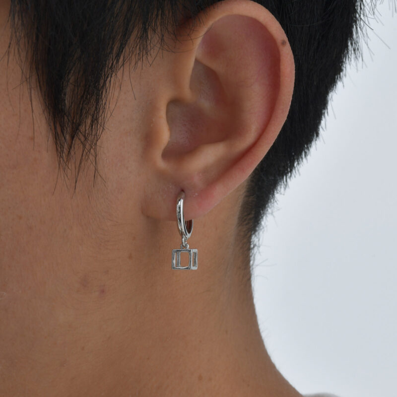 Men's 3D Geometric Square Hoop Earrings – Waterproof Stainless Steel Dangle - Image 6