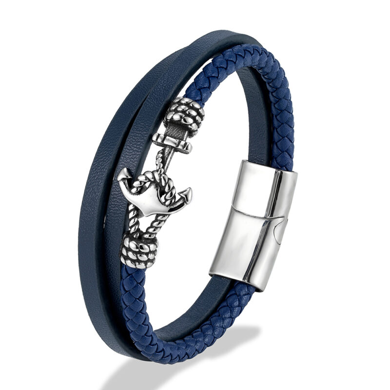 Classic Anchor Braided Leather Bracelet for Men & Women - Stainless Steel Jewelry - Image 7