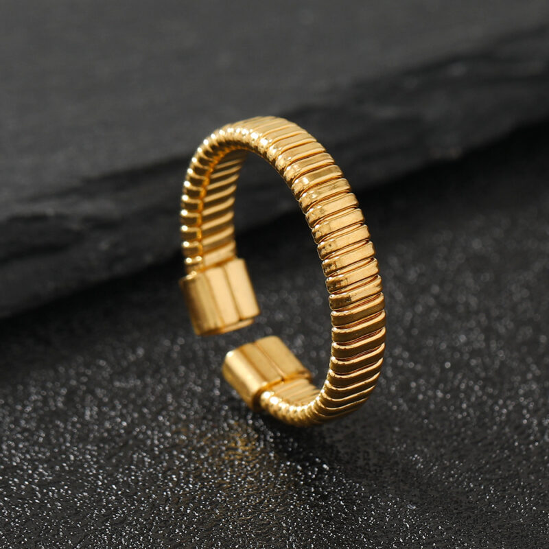 Classic Stainless Steel Adjustable Spring Ring for Men and Women - Unisex Fashion Jewelry - Image 3