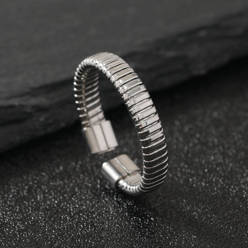 Classic Stainless Steel Adjustable Spring Ring for Men and Women - Unisex Fashion Jewelry - Image 4
