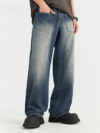 Classic Washed Wide Leg Denim Pants for Men