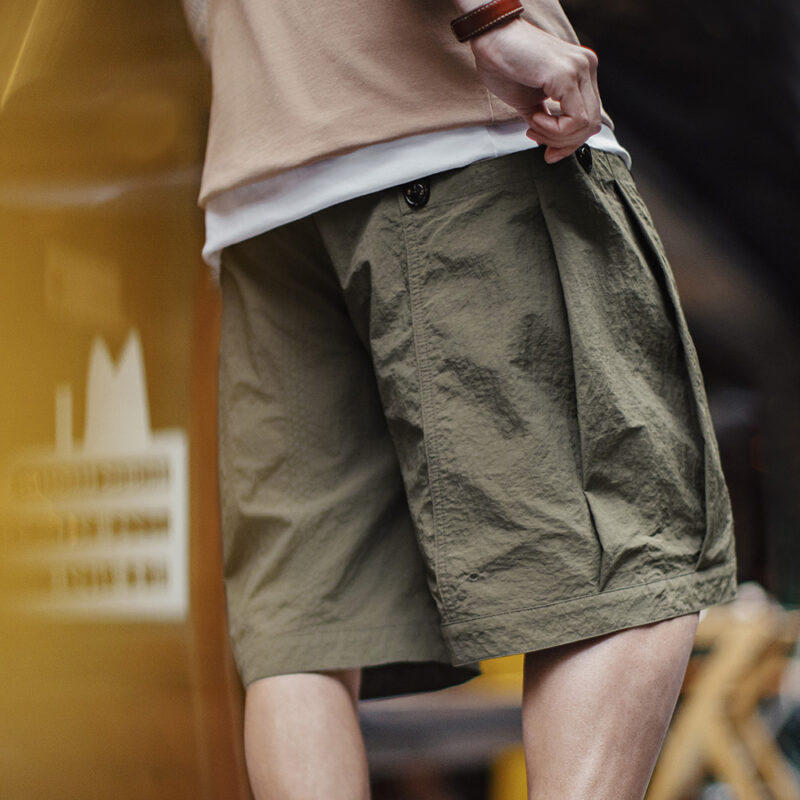 Men's Green Casual Summer Shorts – Lightweight Woven Straight Fit with Pockets - Image 4