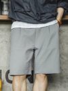 Men's Summer Straight-Fit Bermuda Shorts with 3D Grid Pattern and Elastic Waist